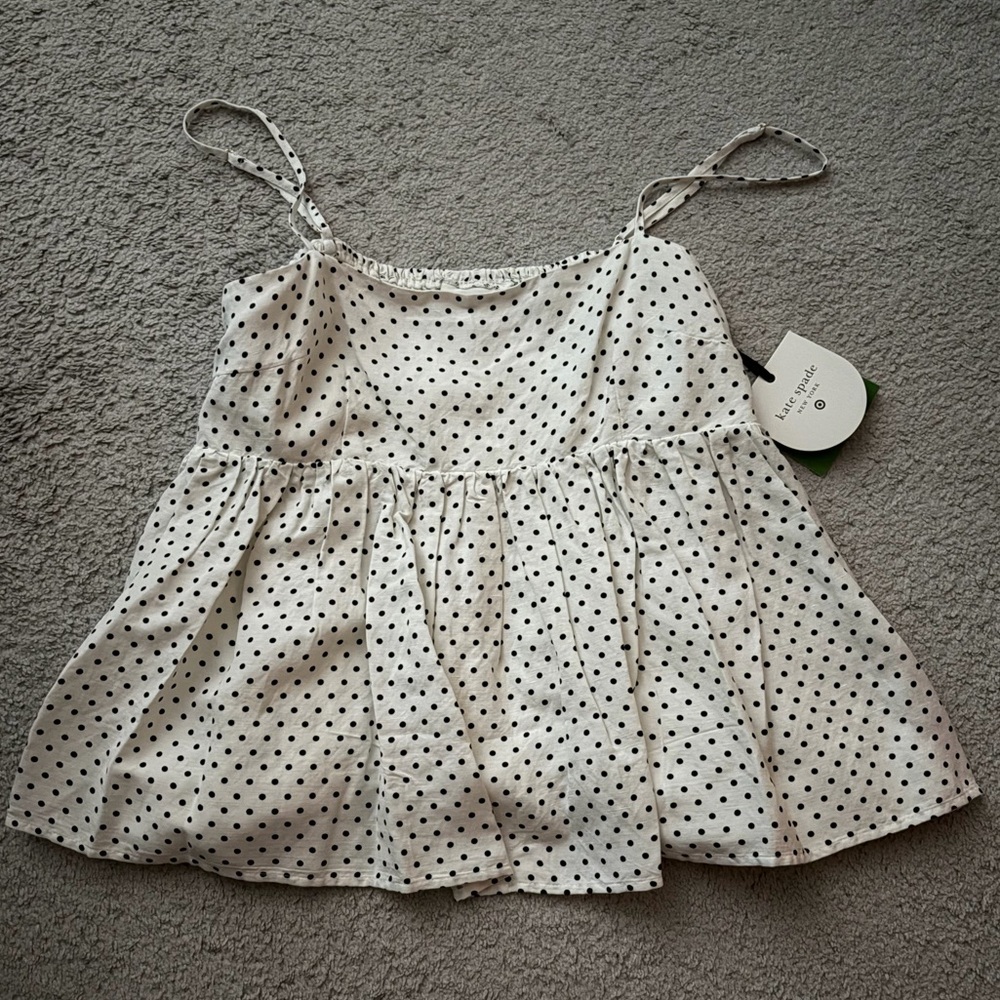 NWT kate spade new york x Target Women's Mini Polka Dot Linen Baby Doll Tank Top